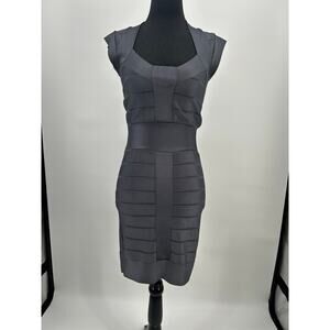 French Connection Bandage Bodycon Dress Grey Size 4 Sleeveless Mini Stretch